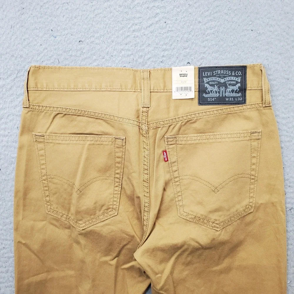 Levi's Jeans Mens 31x32 Brown Denim 514 Red Tab 5-Pocket Straight Leg Grunge